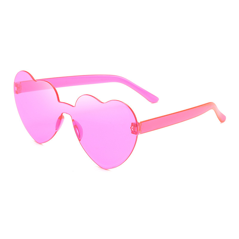 Picture of New love sunglasses jelly color frameless heart-shaped conjoined glasses dazzling color heart sunglasses