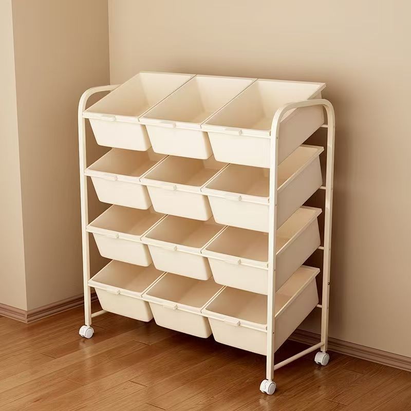Toy Storage Rack Children's Bookshelf Home Baby Painting Book Floor Storage Rack Mobile Stroller
