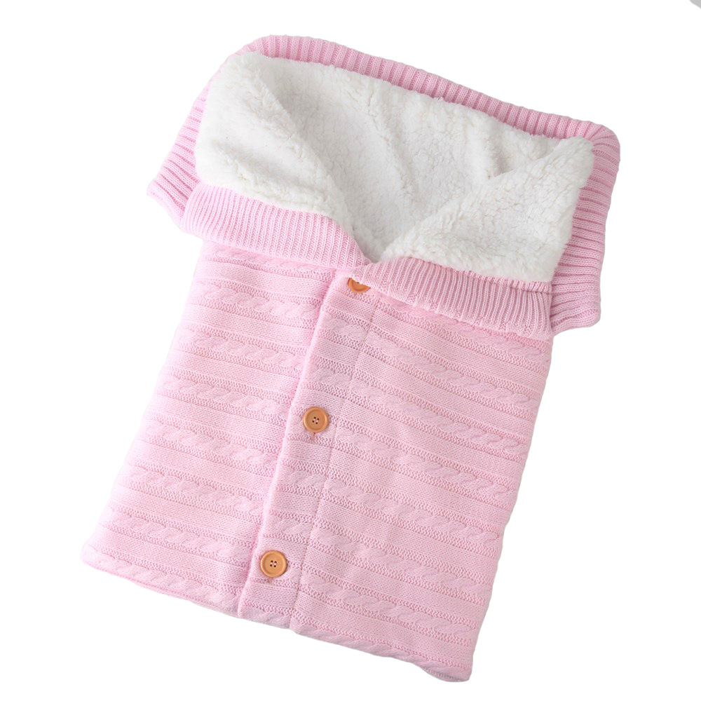 Picture of Wool Knitted Velvet Thickeneded Button Sleeping Bag, Warm and Anti-Jump Sleeping Bag, Baby Outdoor Stroller Sleeping Bag
