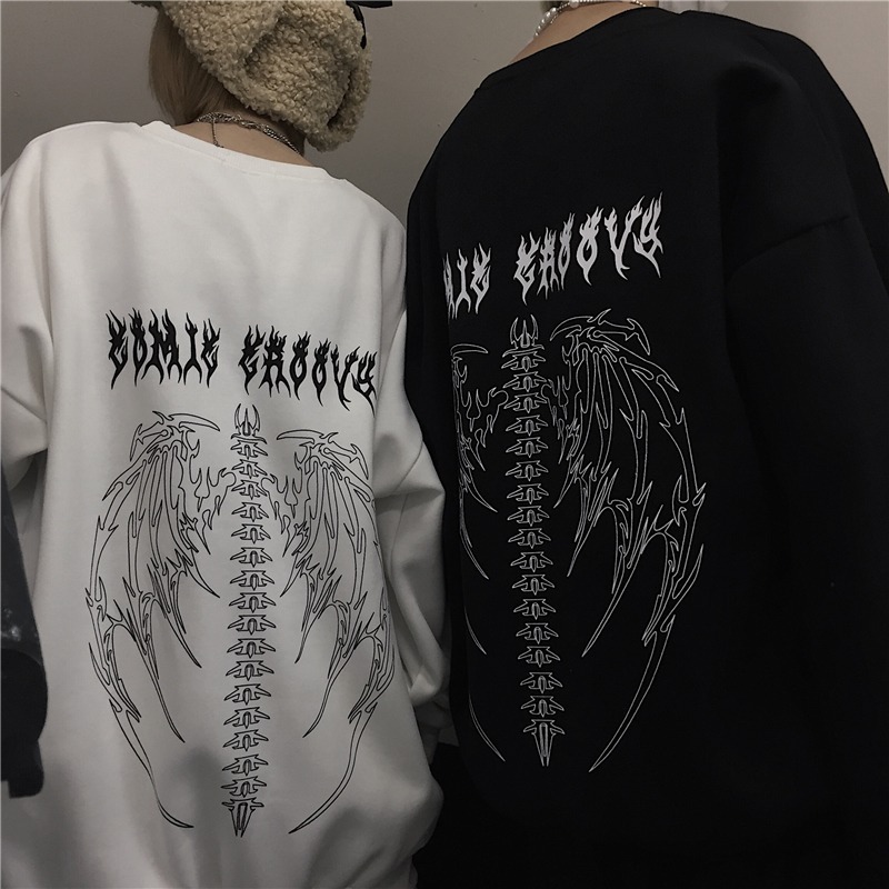Picture of Autumn high street retro dark fashion brand y2g letter printed round neck thin sweater for men and women