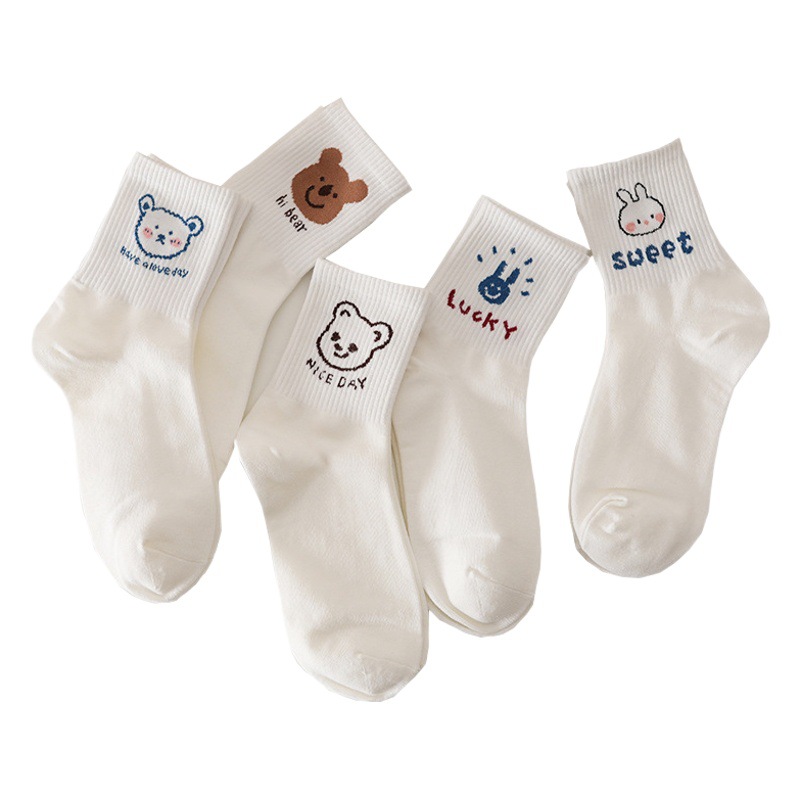 Socks women's socks spring and summer thin cotton socks cartoon small bear socks breathable non-slip with women's socks wholesale