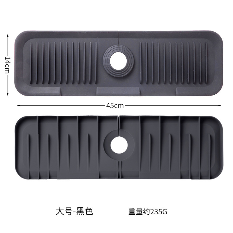 Picture of Faucet silicone draining mat household kitchen countertop sink cutting draining storage mat lengthened draining rack
