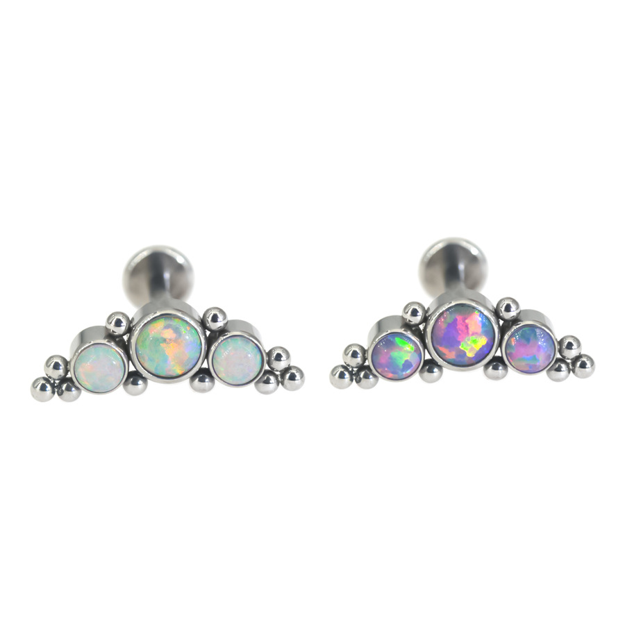 Picture of Stainless steel inlaid Australian jewel crown cartilage piercing ear nail inner tooth 0.9 lip nail ear bone nail piercing jewelry