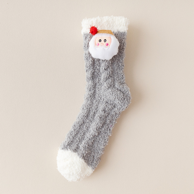 Picture of Coral Velvet Socks Women's Mid-tube Socks Autumn and Winter Home Japanese Cute Moon Socks fleece-lined Thickened Warm Christmas Socks