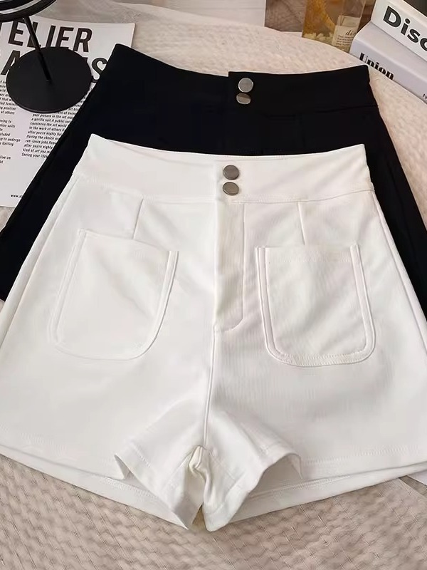Designed Black Casual Shorts for Women 2024 Spring New Korean Style Black Slim and Versatile Fashionable Wide-Leg Hot Pants