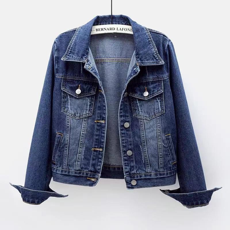 Picture of Japanese and Korean Super Popular Denim Short Outwear Women's Short Spring & Fall 2025 New Long-Sleeved Slim Hooded Jacket Student Top
