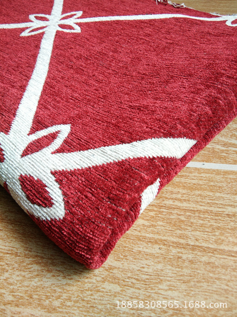 Picture of Floor Mat cloth chenille jacquard floor mat fabric Plaid jacquard chenille decorative cloth