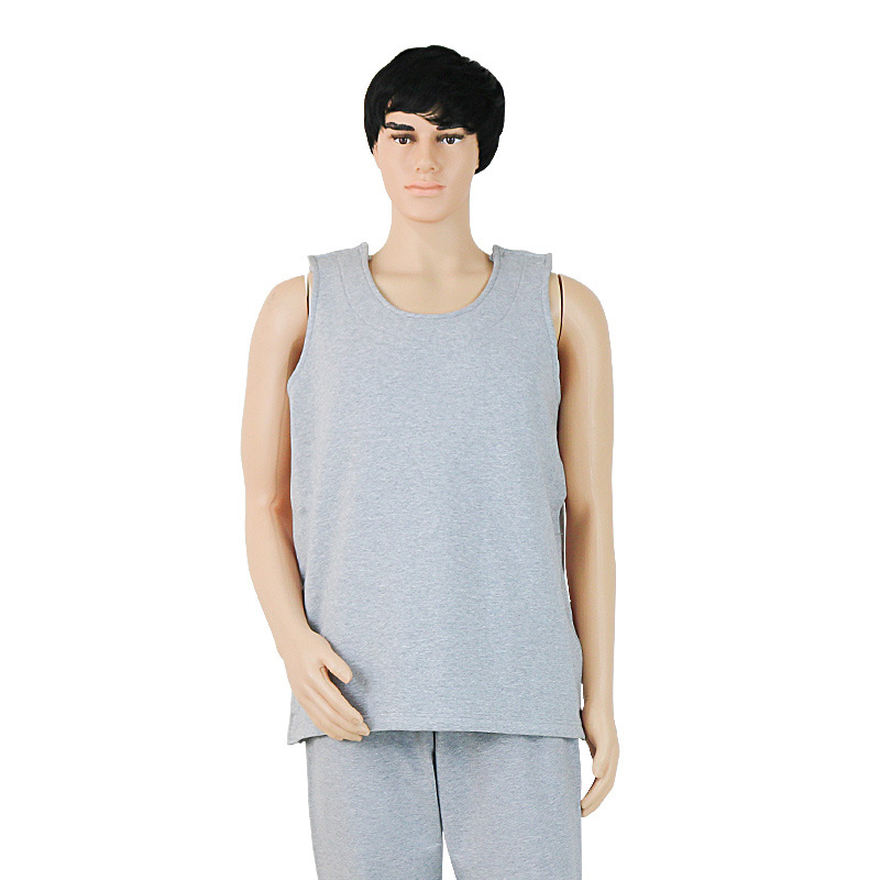 Picture of Easy to Put on and Take Off Fleece-Lined Warm Vest Adhesive Front and Back Can Be Opened for Convenient Bedridden Patient Care Sleeveless Bottoming Pajamas