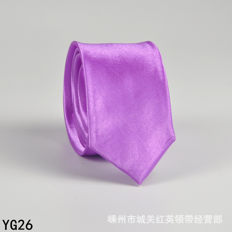 Picture of Solid color tie men's casual 5cm Korean style artificial silk narrow tie for workplace wedding business administrative wholesale