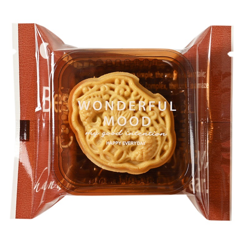 New Mid-autumn moon cake packaging bag transparent brown moon cake packaging bag moon cake packaging machine sealing bag wholesale