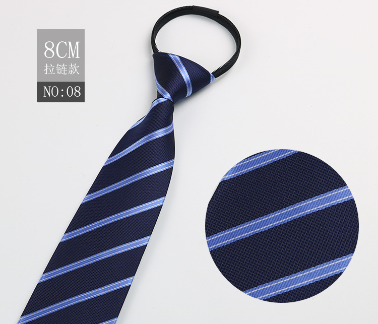 Picture of Factory Black Men's Tie Striped Blue Business Tie Lazy People Knot Free Zipper Tie in stock Wholesale