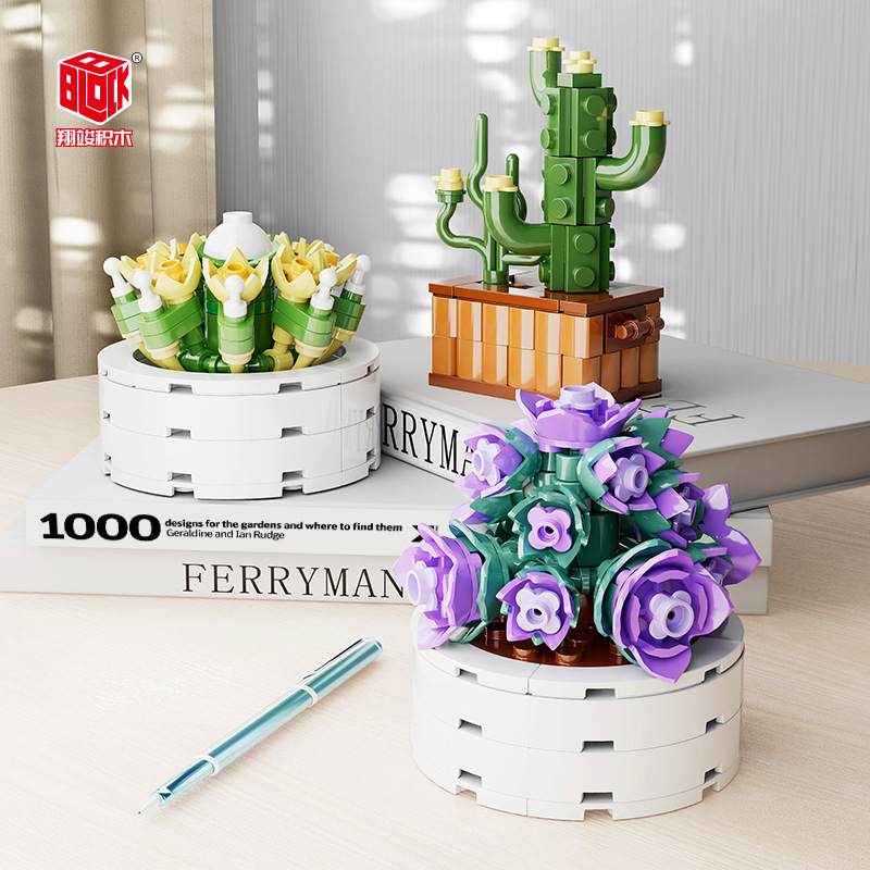 Picture of Compatible with Lego Brick Flower Mini Succulent Ornaments Cute Gifts Educational Assembly Toys Wholesale Dropshipping