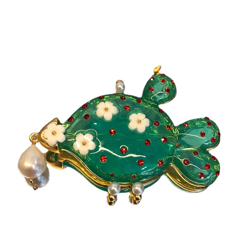 Picture of European and American Retro Aqua Blue Small Fish Brooch Cultured Pearl Flower Gem Diamond Cute Goldfish Brooch Pin