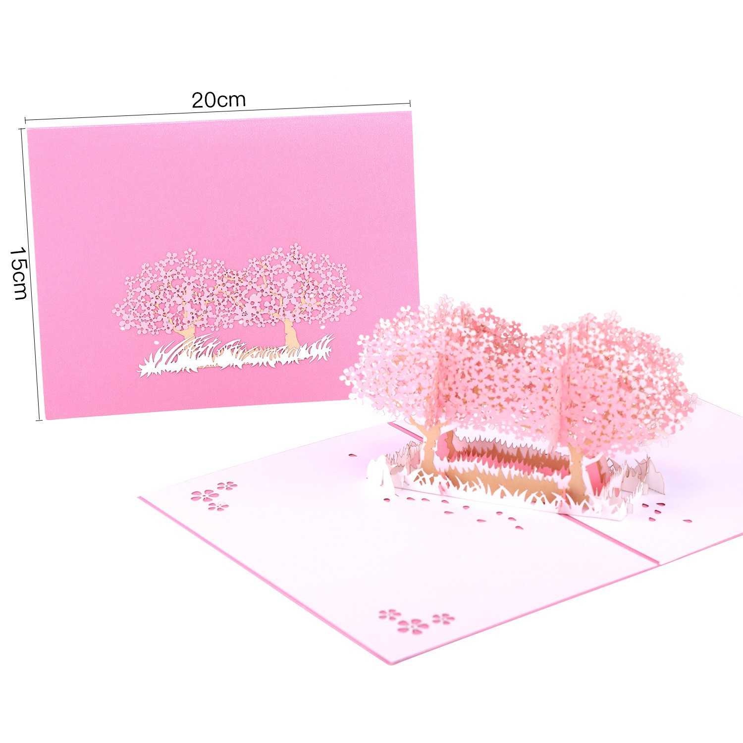 Picture of Teacher's Day Three-Dimensional Greeting Card Love Cherry Blossom Tree Paper Sculpture Valentine's Day Blessing Message Thank You Card Amazon Wholesale