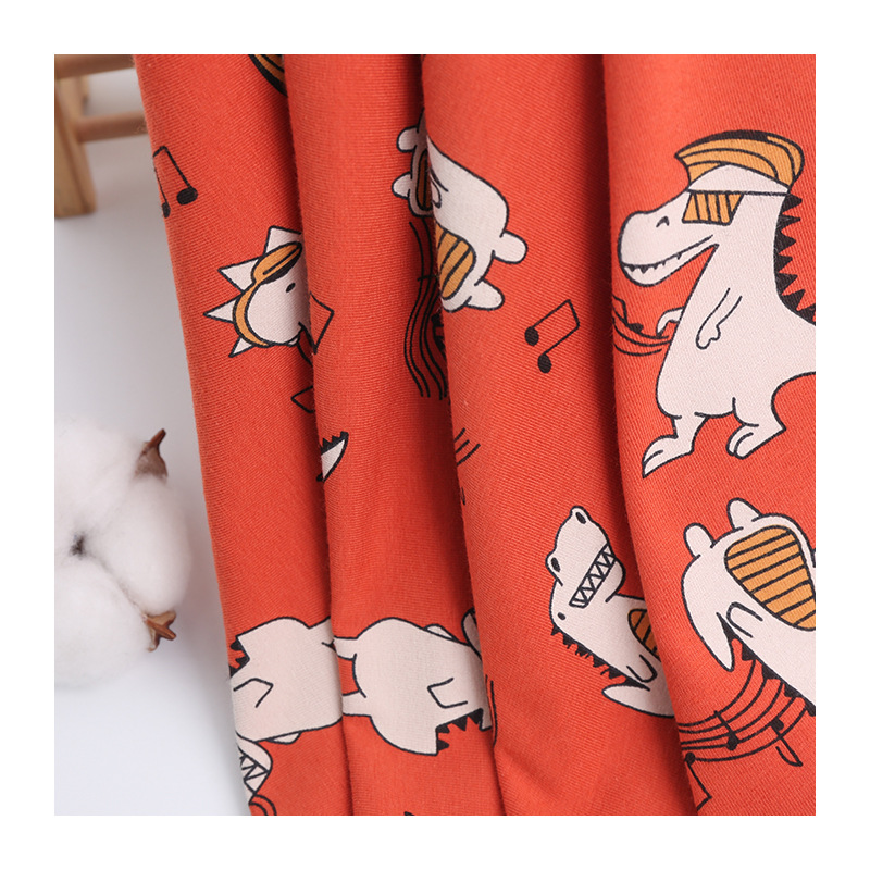 Picture of Lycra Cotton Cartoon Printed Sweat Fabric Spandex Stretch Knitted Fabric Combed Cotton Children's Underwear suit T-shirt Fabric