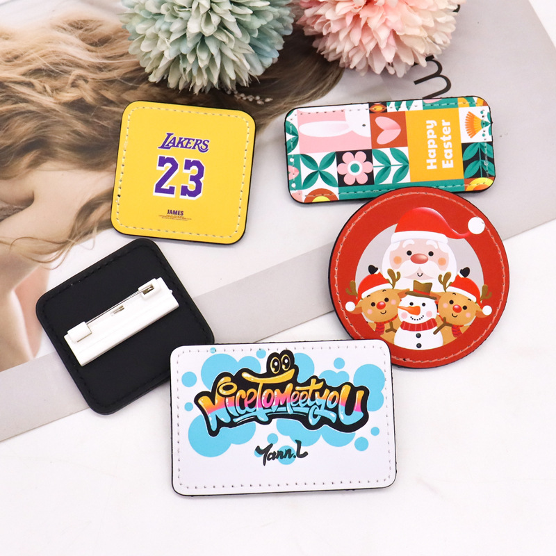 Cross-border explosions sublimation blank PU leather badge thermal transfer leather micro-stamp DIY work card source factory