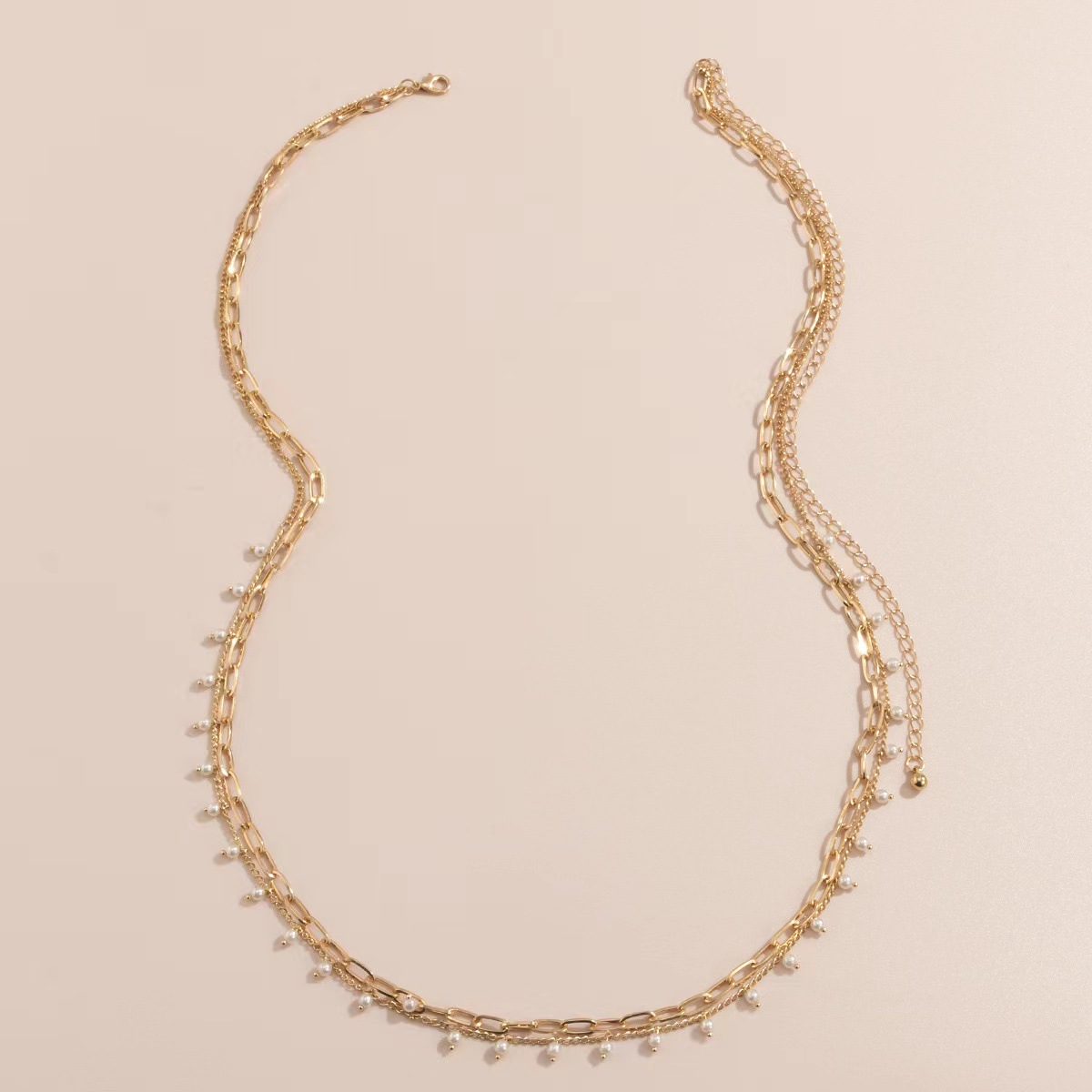 Picture of Small fragrant style temperament imitation pearl waist chain retro multi-layer chain geometric body chain Europe and the United States cross-border