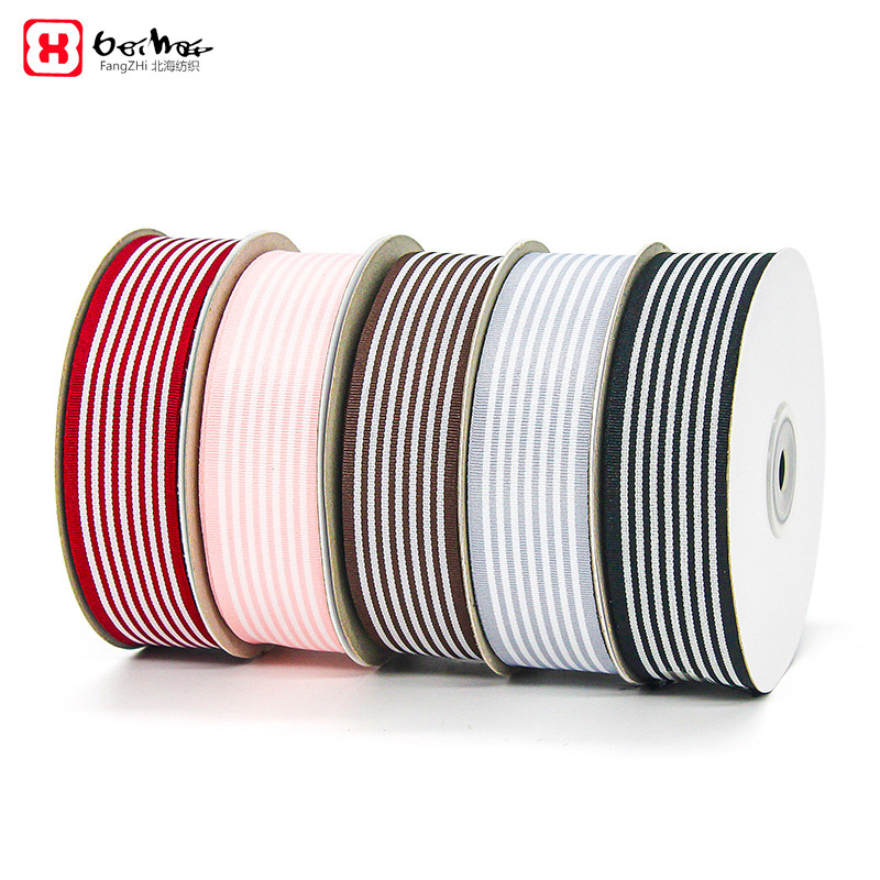 Manufacturer Wholesale 2.5cm Wide Double-Sided Striped Ribbon Bouquet Gift Packaging Hair Accessories Ribbon Ribbon Multi-Purpose
