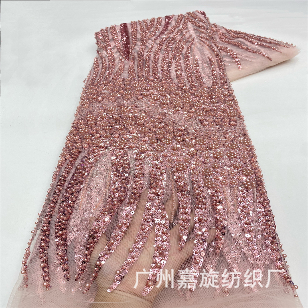 Foreign Trade Striped Beaded Sequin Mesh Lace Fabric Evening Dress Bridal lace bridal embroidered fabric bridal lace