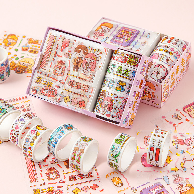 Ins and paper stickers suit hand account stickers cute children fresh tape stickers film gift box material suit
