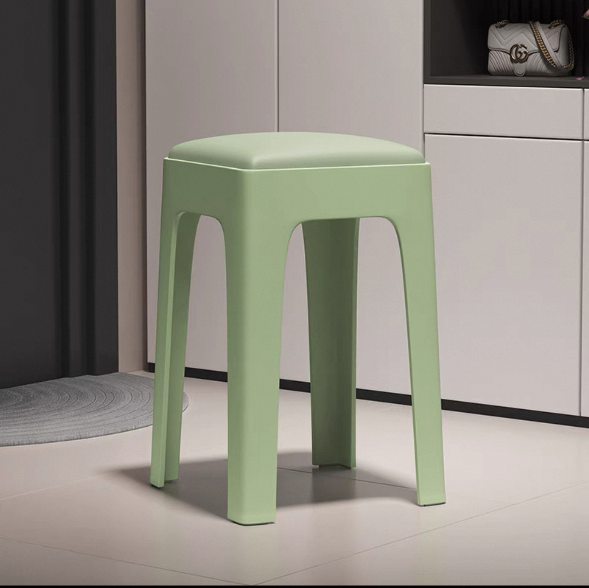 Picture of Plastic Stool Household Thickened Stackable Square Bench Modern Simple Sturdy Durable Dining Table Stool Spare High Chair