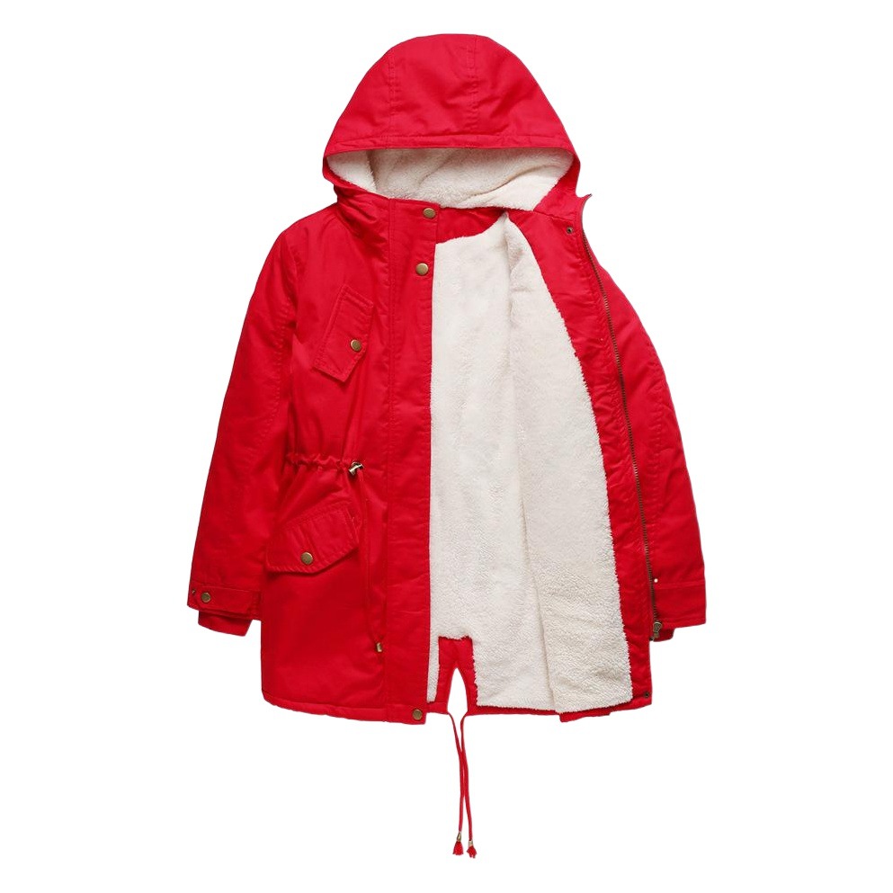 Picture of 2024 European Size Autumn and Winter New Women's Export Cotton Coat Women's Pure Color Hooded Parka Coat Thick Cotton Coat Fleece-Lined Cotton Coat