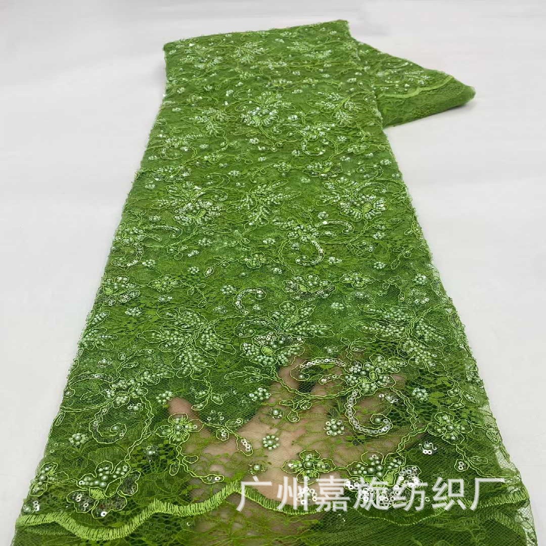 New African Middle Eastern Bone Rope Sequin Embroider Lace Fabric Dress Skirt Embroidered Cloth Embroidery Lace
