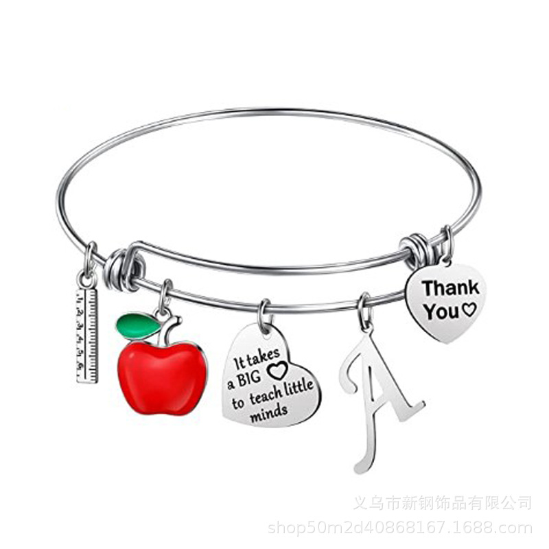 Stainless steel telescopic bracelet thanks for making a new drop of oil Apple teacher gift