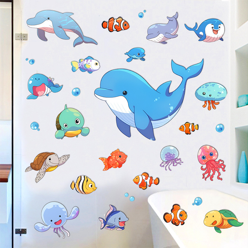Manufacturer Wholesale Underwater World Wall Stickers Swimming Pool Stickers Mother and Baby Store Decoration Bathroom Cover Ugly Holes As4709