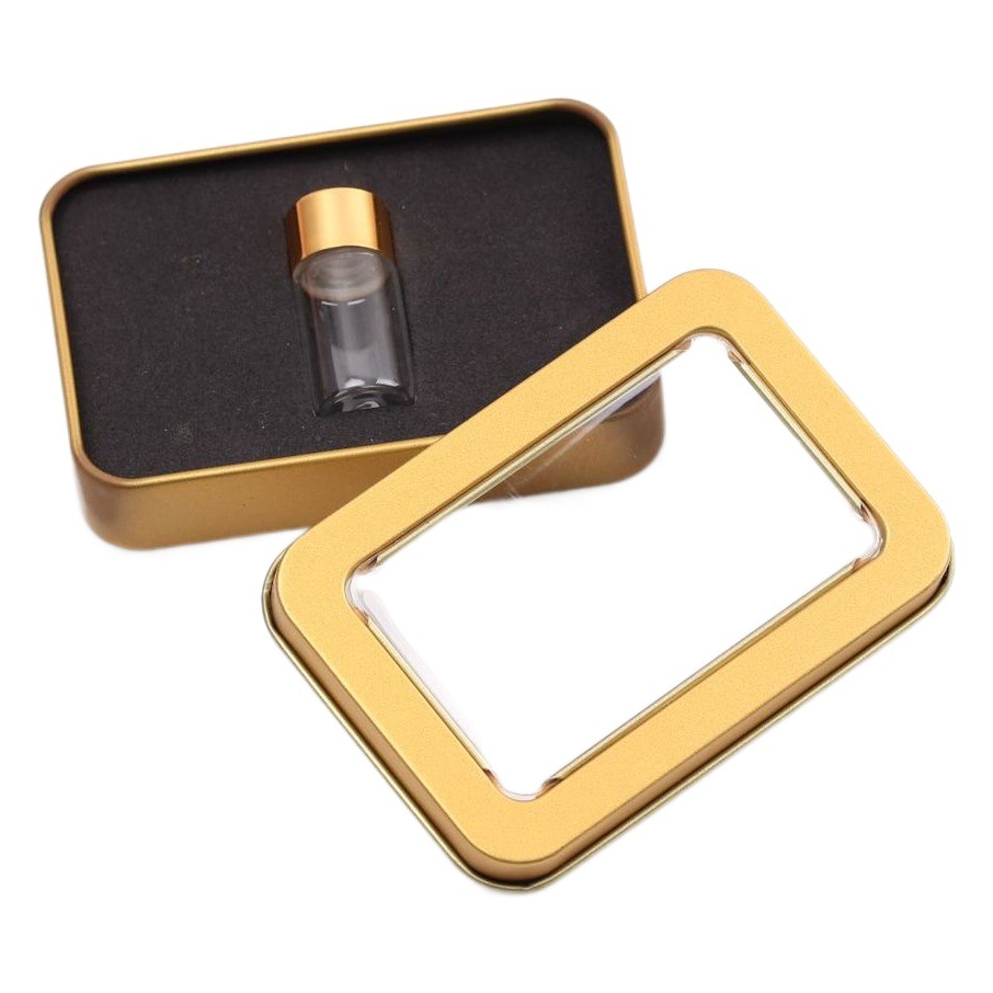 Tinplate box data cable U disk storage box color window metal rectangular iron box badge iron box packaging