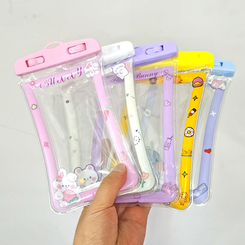 Picture of Cartoon Mobile Phone Waterproof Bag with Lanyard Air Bag Floating Mobile Phone Universal Touch Screen Swimming Mobile Phone Waterproof Protective Cover