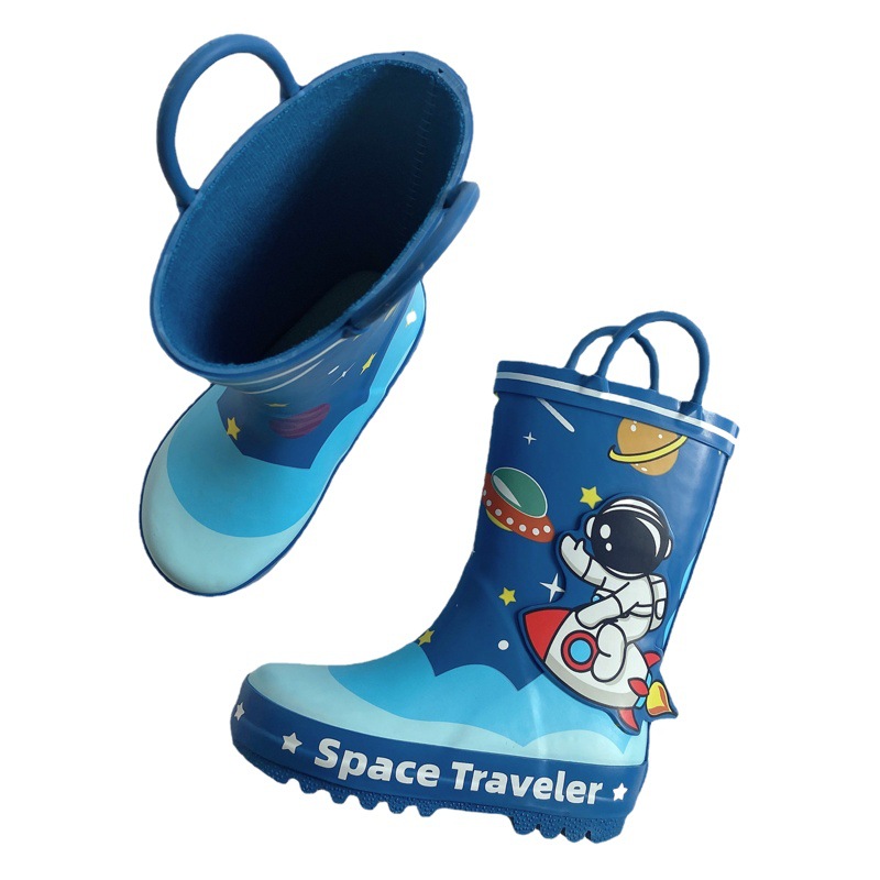 Foreign single children's baby fashion non-slip rain boots in the barrel four seasons astronaut primary school students water boots portable excluding tax