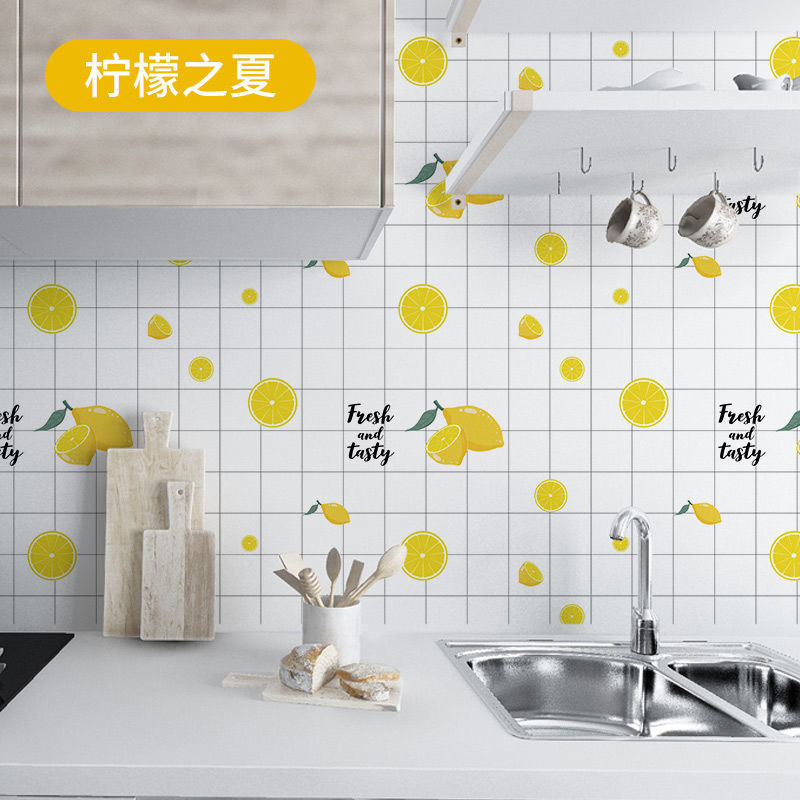 Picture of Wholesale kitchen oil-proof stickers self-adhesive wall stickers bathroom renovation milk tea shop waterproof high temperature resistant stove wallpaper porcelain