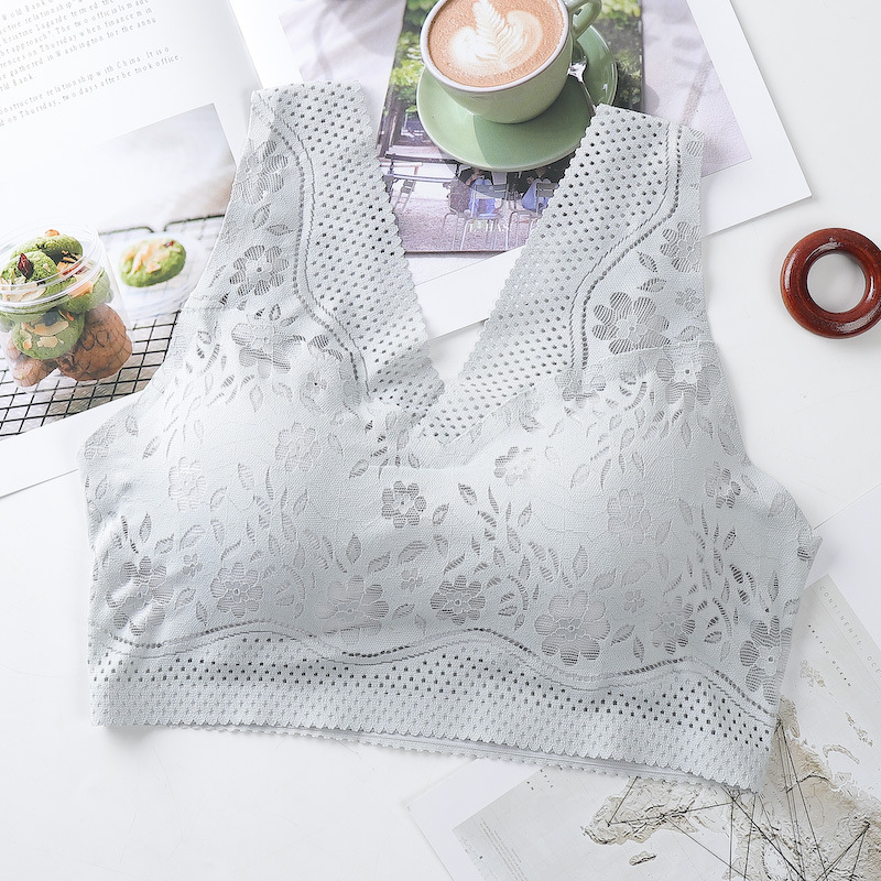 Picture of Seamless Underwear Women's Non-Rim Bra Sexy Lace Beautiful Back Women's Sports Vest Push-Up Bra Breathable Thin