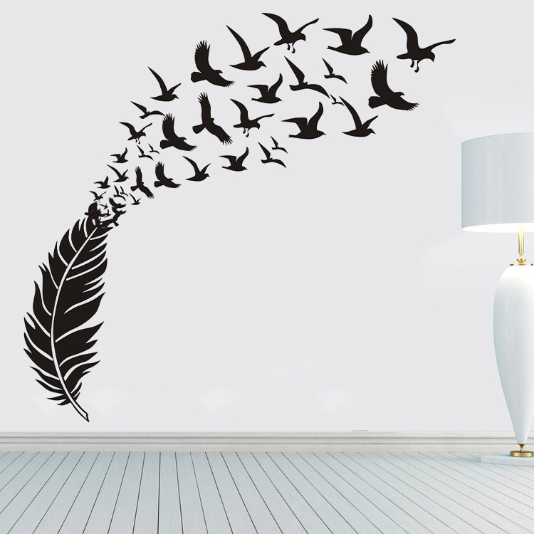Picture of KS171 foreign trade new creative carved feather bird living room bedroom wall sticker corridor decorative painting wholesale