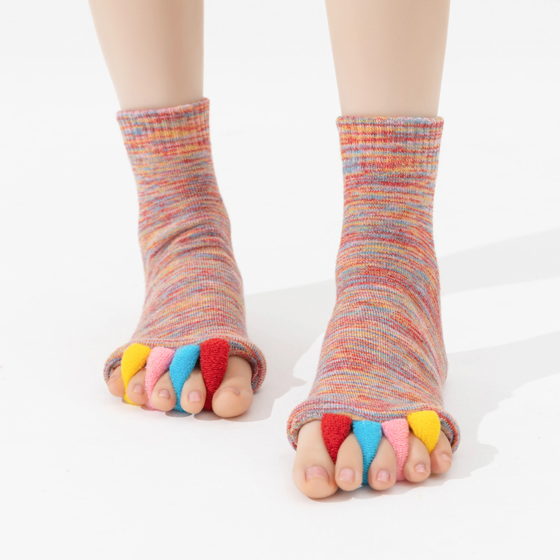Cross-Border Japanese and Korean Colored Toe Yoga Split Toe Socks for Women, Open-Toe Socks to Correct Thumb Valgus, Five-Toe Socks