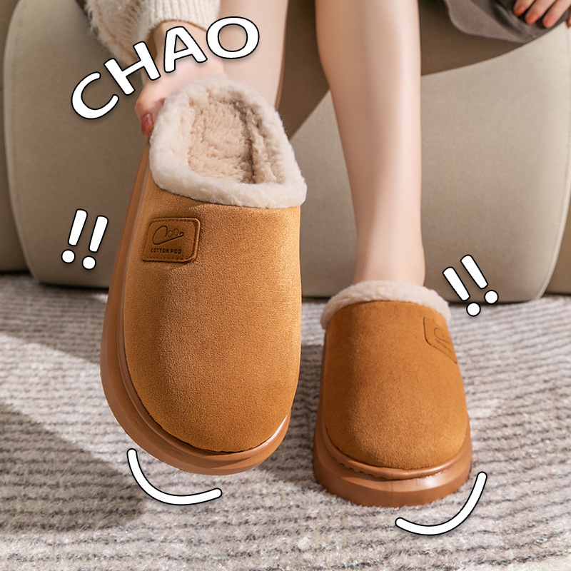 Cross-border Cotton Slippers for Autumn and Winter Warm Thick Sole Anti-slip Feeling Couple Thickened Plush Warm Feet Comfortable Winter Slippers