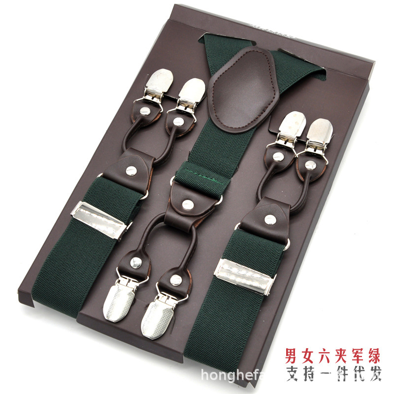 Picture of Cross-Border Supply Men's Suspenders Six-Clip Suspenders Elastic Adjustable Fat People Suspenders Men and Women Suspenders