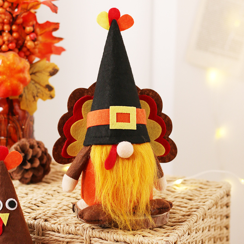 Picture of Halloween decorations cute wind turkey faceless old man doll ornaments Thanksgiving party doll ornaments