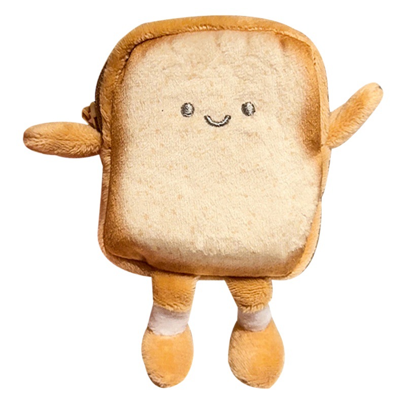 Toast coin purse cartoon cute coin bag portable earphone bag girls' schoolbag pendant creative small storage bag