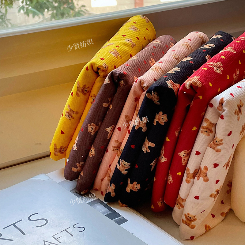 Picture of Japanese and Korean bear pattern printed fabric autumn and winter baby children's coat clothes skirt fabric home wear fabric