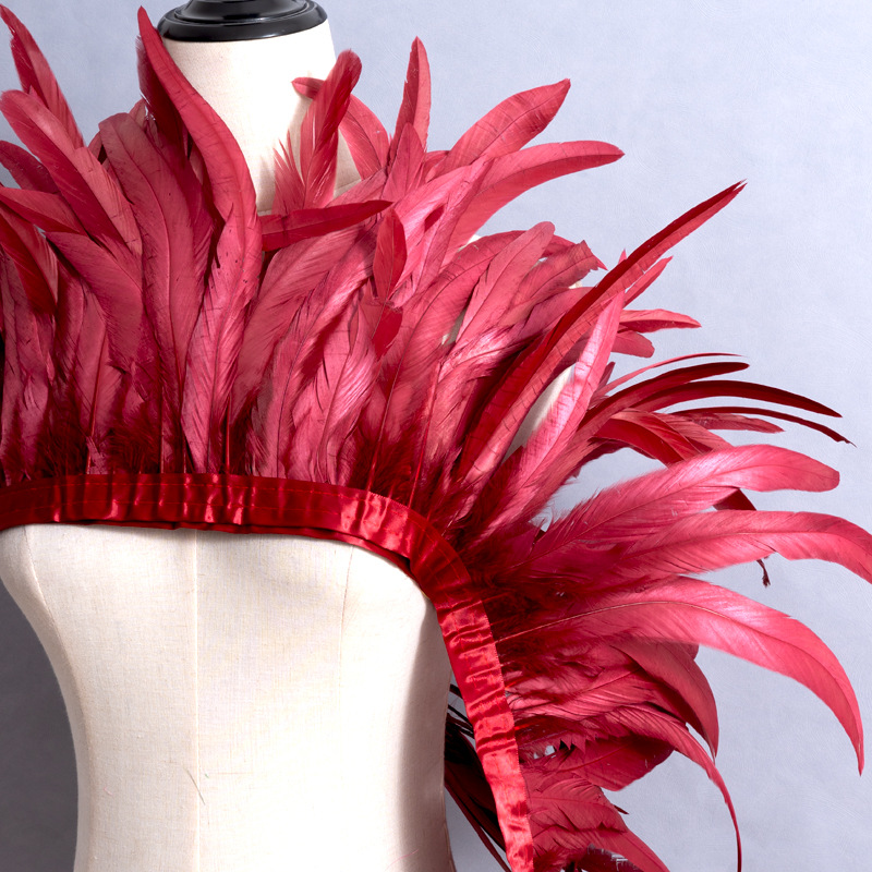 Picture of 2 m/bar cock tail cloth edge feather cloth strip performance clothing skirt cloth belt shawl feather decoration clothing accessories