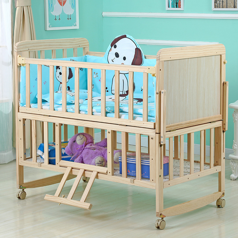 Picture of Factory Direct Sales Crib Solid Wood Paint-Free Baby Bed Multi-Functional Kidsren's Bb Cradle Bed Wholesale Dropshipping