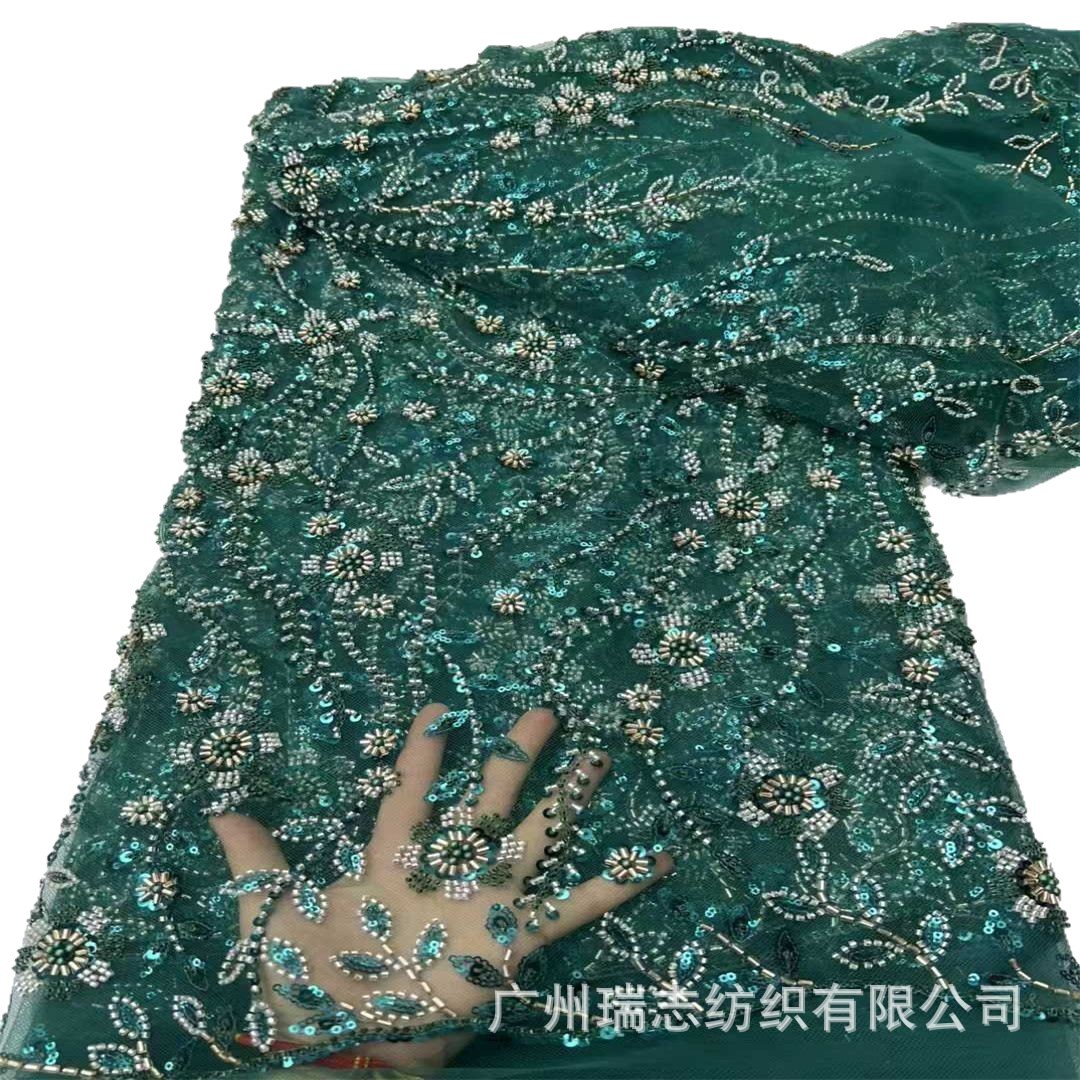 Picture of Full-Width Sequin Embroidered Fabric Lace Ethnic Lace Fashion Banquet Dress Fabric Embroidery Lace