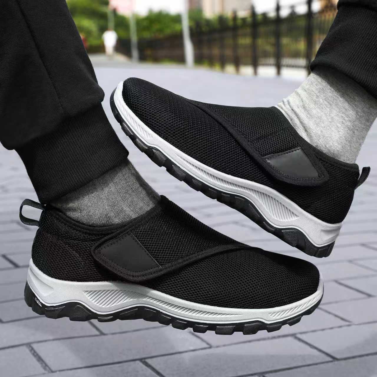 2025 New Men's Cloth Shoes Autumn Wholesale Casual Shoes Adjustable Velcro Fly-Knit Old Beijing Cloth Shoes