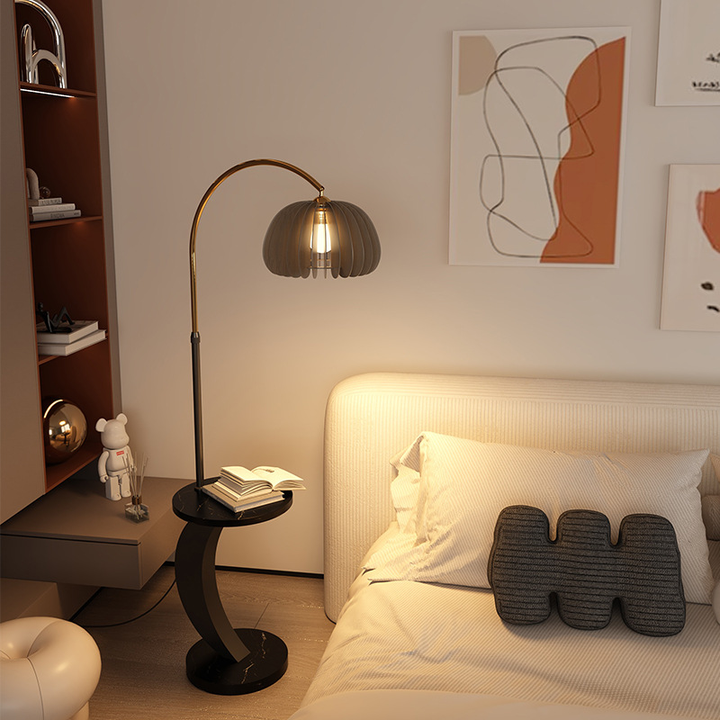 Minute Style Floor Lamp American Style Retro Living Room Sofa Side Shelf Integrated Bedroom Nightstand Fishing Lamp