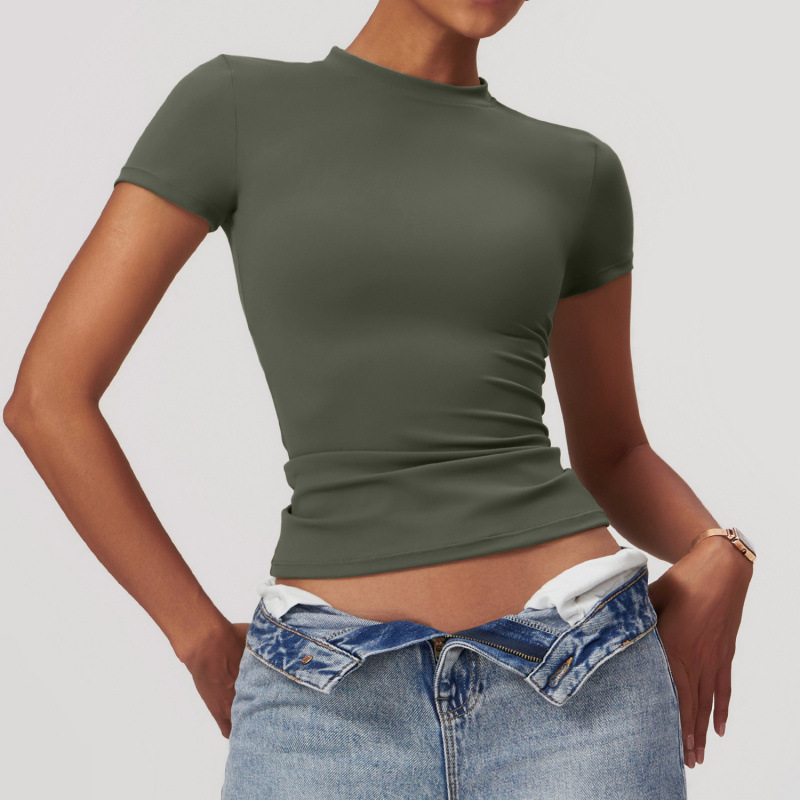 Micro Cool Knitted Spring T-shirt Quick-drying Yoga Suit Short-sleeved Fitness Top Blouse Outdoor Running Short-sleeved Women