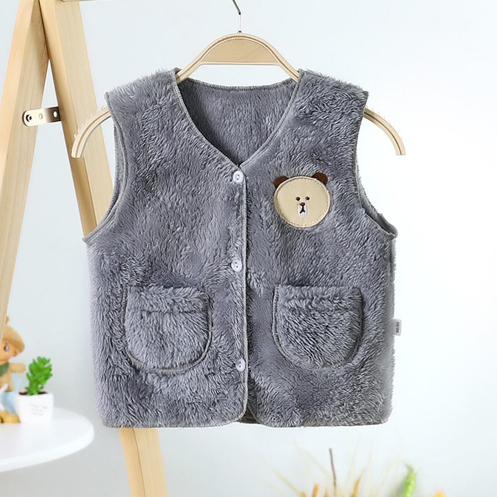 Picture of New children's plush vest autumn and winter thick baby cardigan boys and girls warm clothes children's clothing wholesale