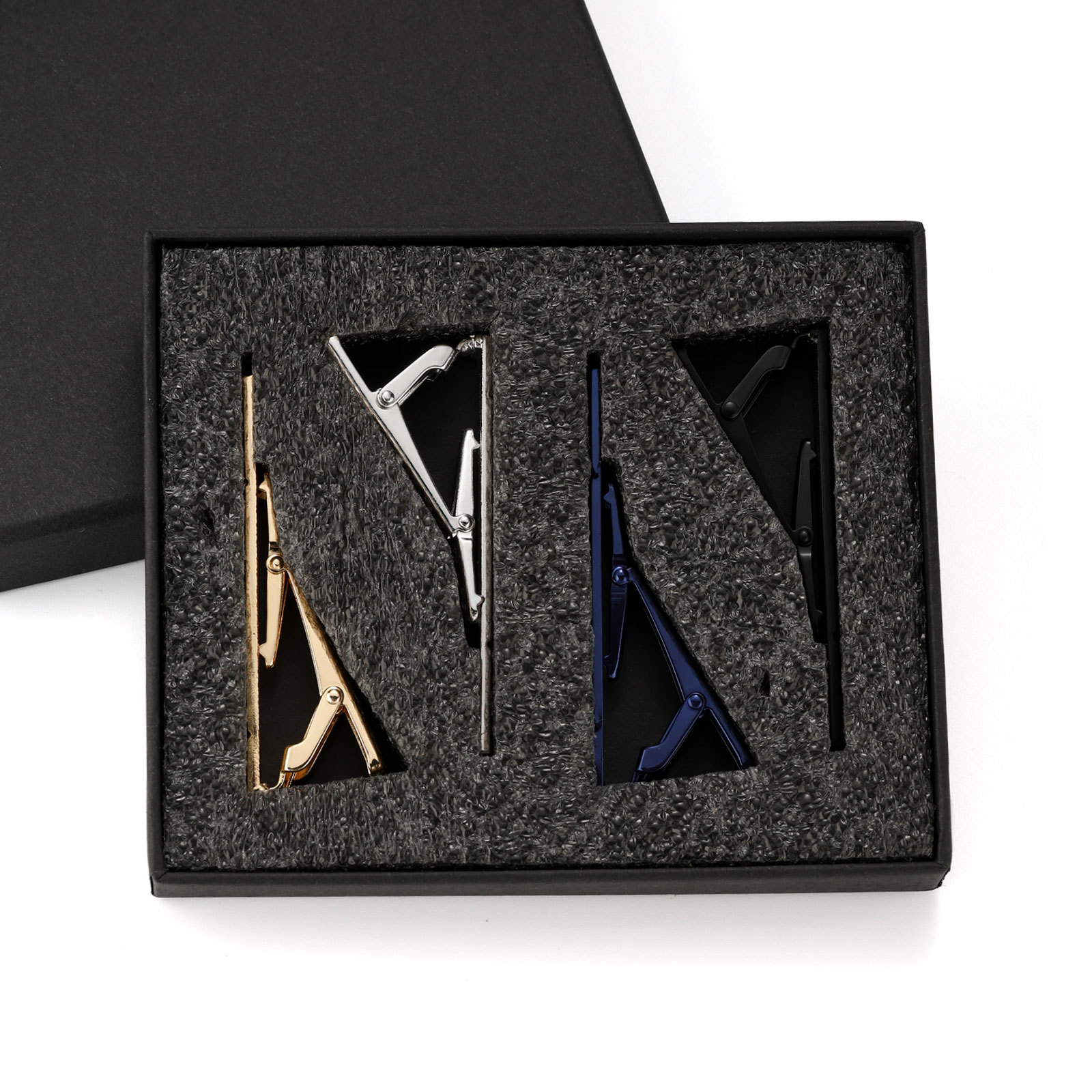 Picture of Cross-Border Temu Clothing Tie Clip, Men's Light Luxury Stainless Steel Tie Clip, Diagonal Pattern, Smooth Surface, High-End Tie Clip