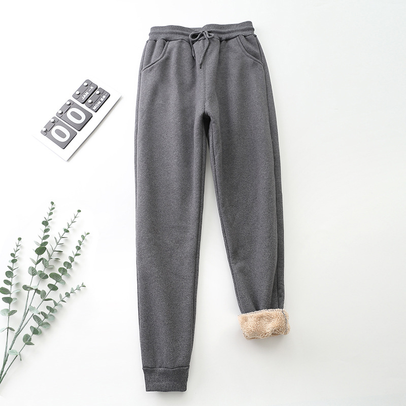 Picture of Harbin Cotton Trousers Fleece-Lined Women's Lamb Fleece Thickened Sweatpants Autumn and Winter Outer Wear Loose Leg Small Casual Cotton Pants